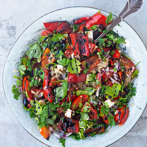 Bulgur med grillede grøntsager