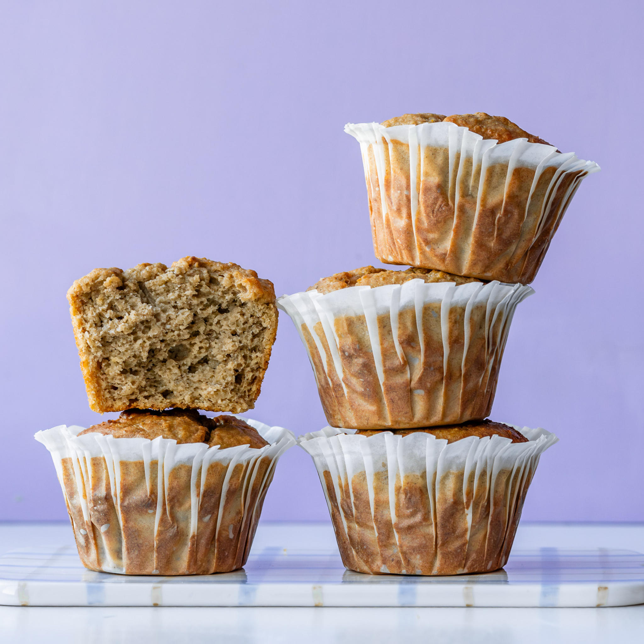 Proteinmuffins med banan og proteinpulver med vaniljesmag