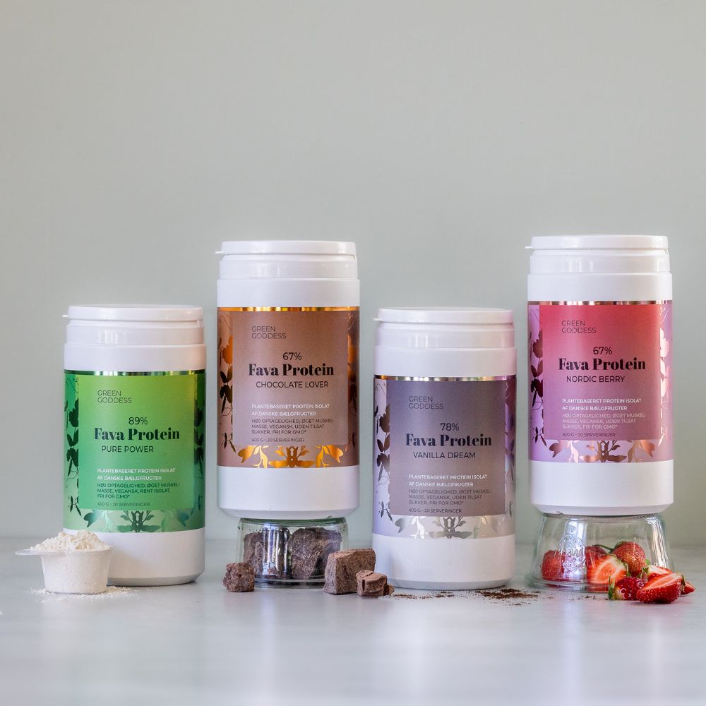 Green Goddess Fava Protein i 4 skønne varianter