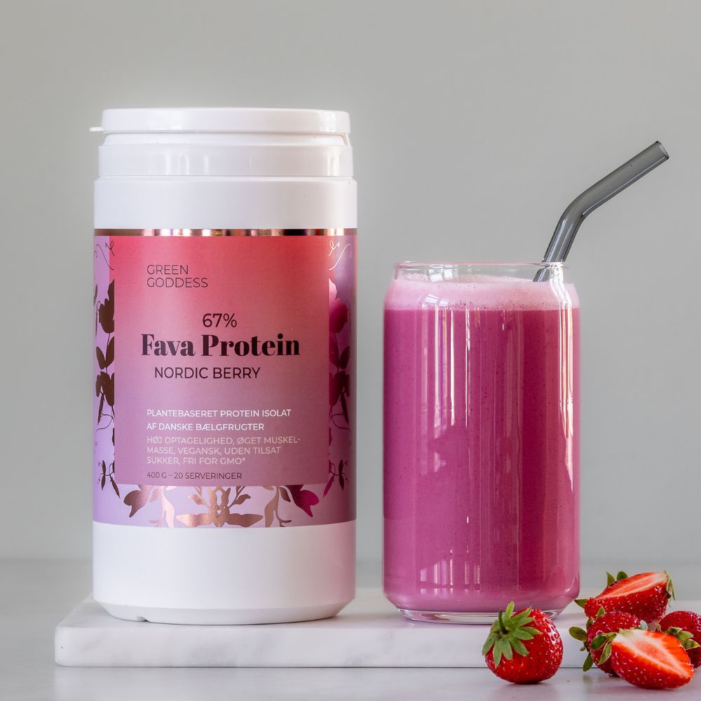 Proteinpulver på favabønner fra Green Goddess i varianten Nordic Berry