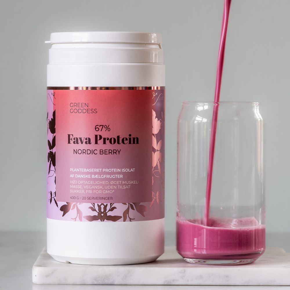 Proteinpulver på favabønner fra Green Goddess i varianten Nordic Berry