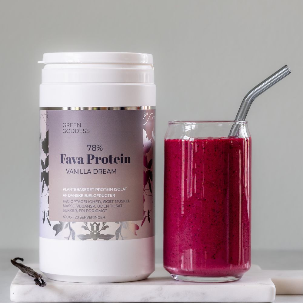 Proteinpulver på favabønner fra Green Goddess i varianten Vanilla Dream