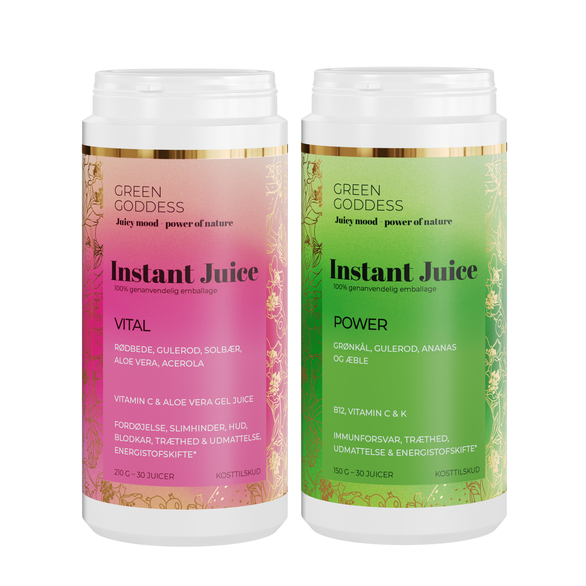 Green Goddess Instant Juice i varianterne Vital og Power