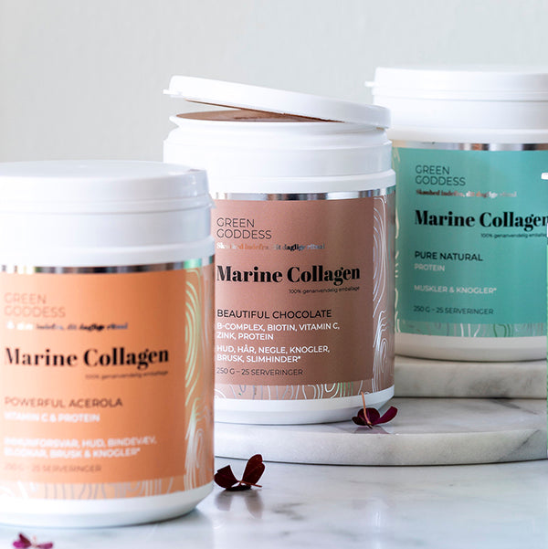 Marine Collagen fra Green Goddess i tre forskellige varianter