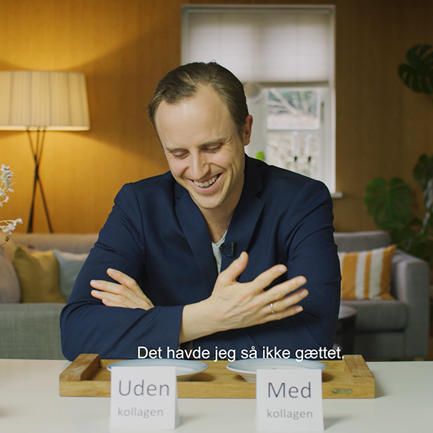 Blind-smagning. Kan Christian Arnstedt smage vores collagen?