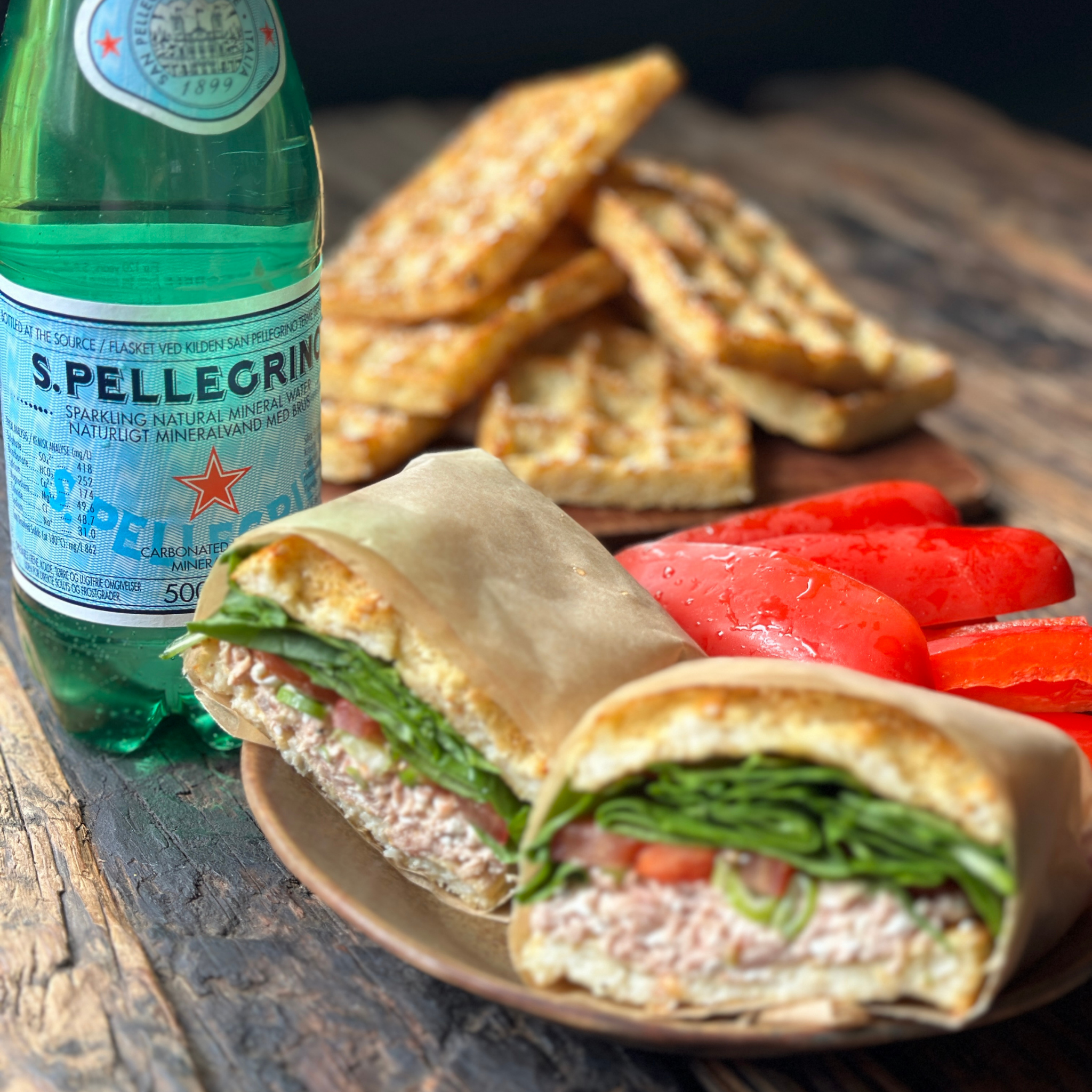 Vaffel “sandwich-brød”med blomkål og sesamfrø