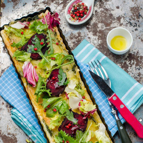 Laksetærte med porrer