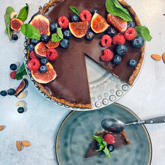 Salted caramel tærte med chokolade ganache