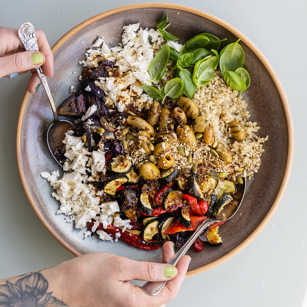 Quinoasalat med bagt grønt