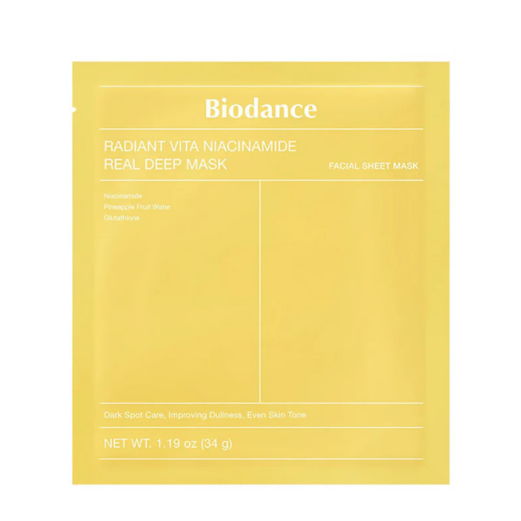 Biodance Radiant Vita Niacinamide sheet mask i emballage