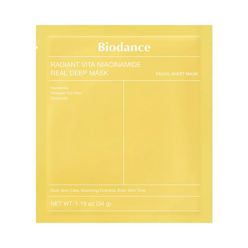 Biodance Radiant Vita Niacinamide sheet mask i emballage
