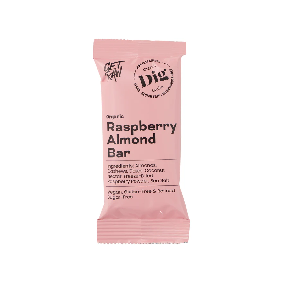 Get raw økologisk bar med hindbær og mandler