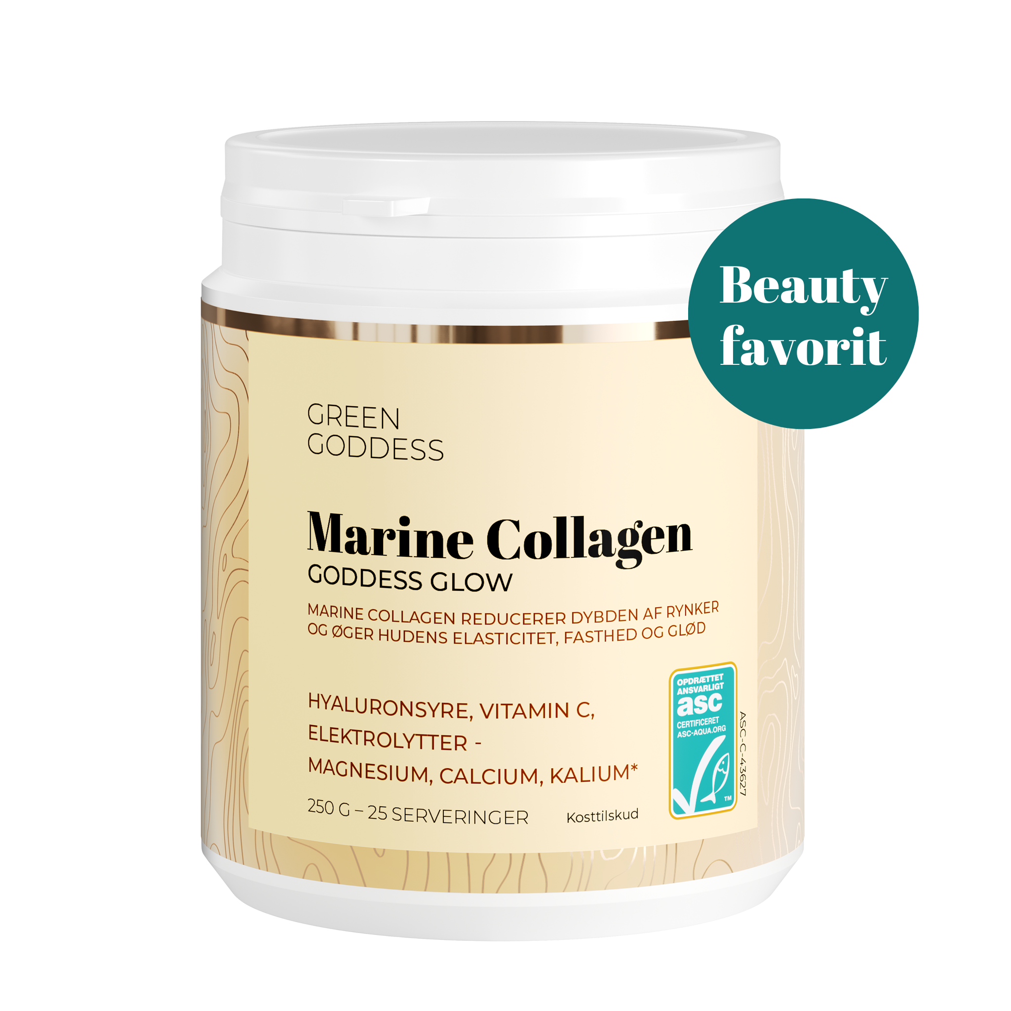 Goddess Glow Marine Collagen med hyaluronsyre, C-vitamin og elektrolytter