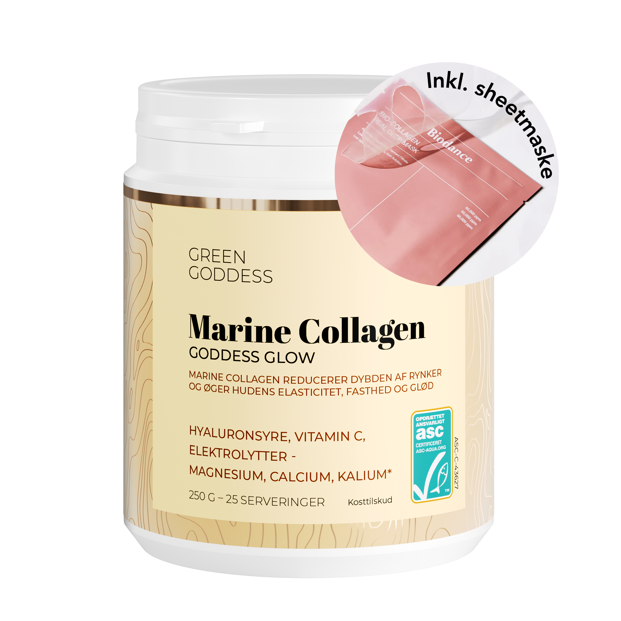 Goddess Glow Marine Collagen med hyaluronsyre, C-vitamin og elektrolytter