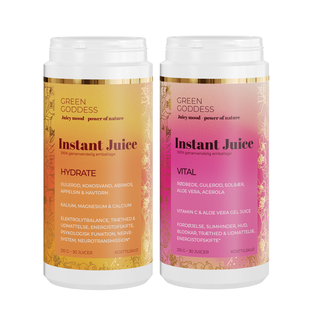 Green Goddess Instant Juice i varianterne Vital og Hydrate