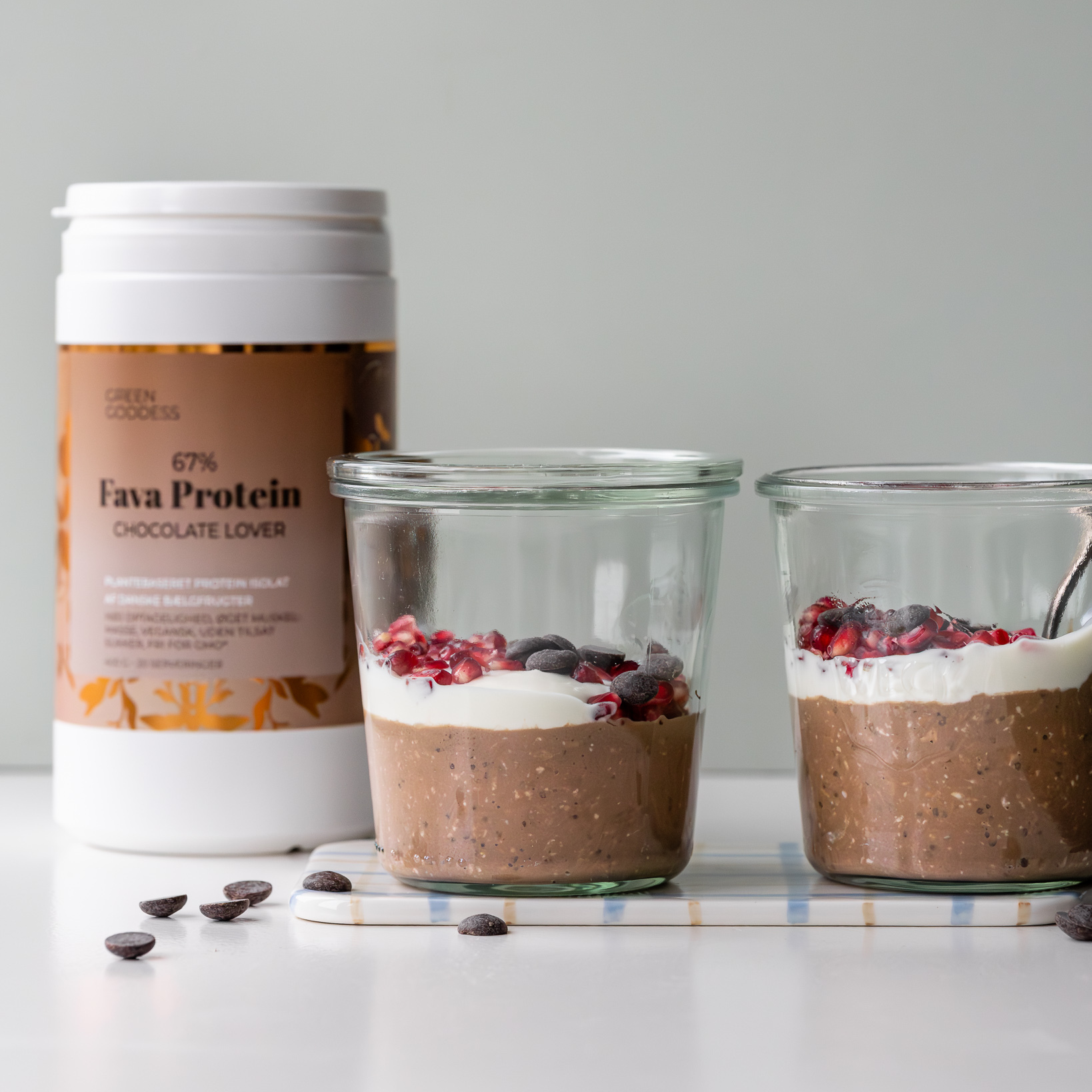 Overnight oats med proteinpulver fra Green Goddess