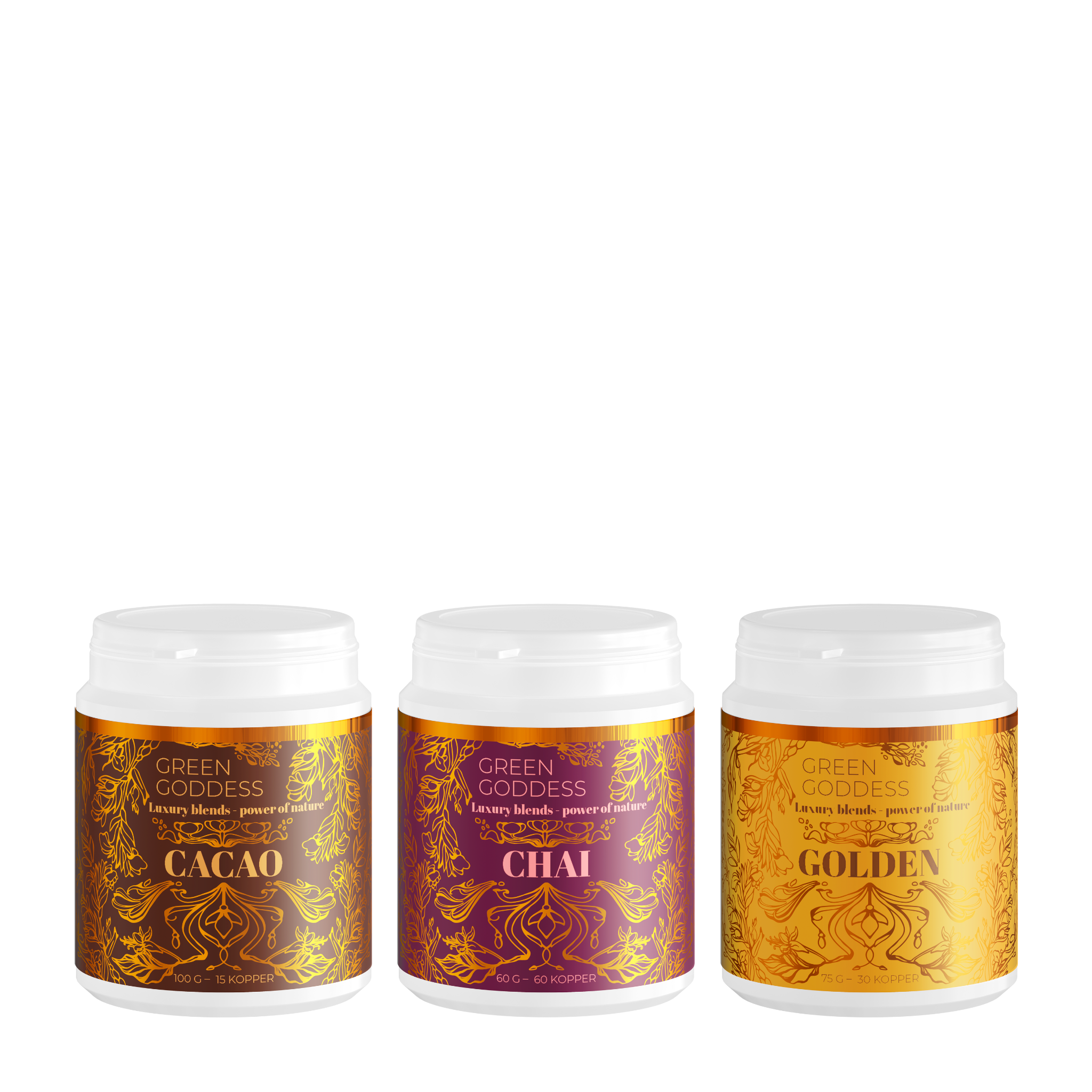 Green Goddess blends til varm kakao, chai latte og golden latte