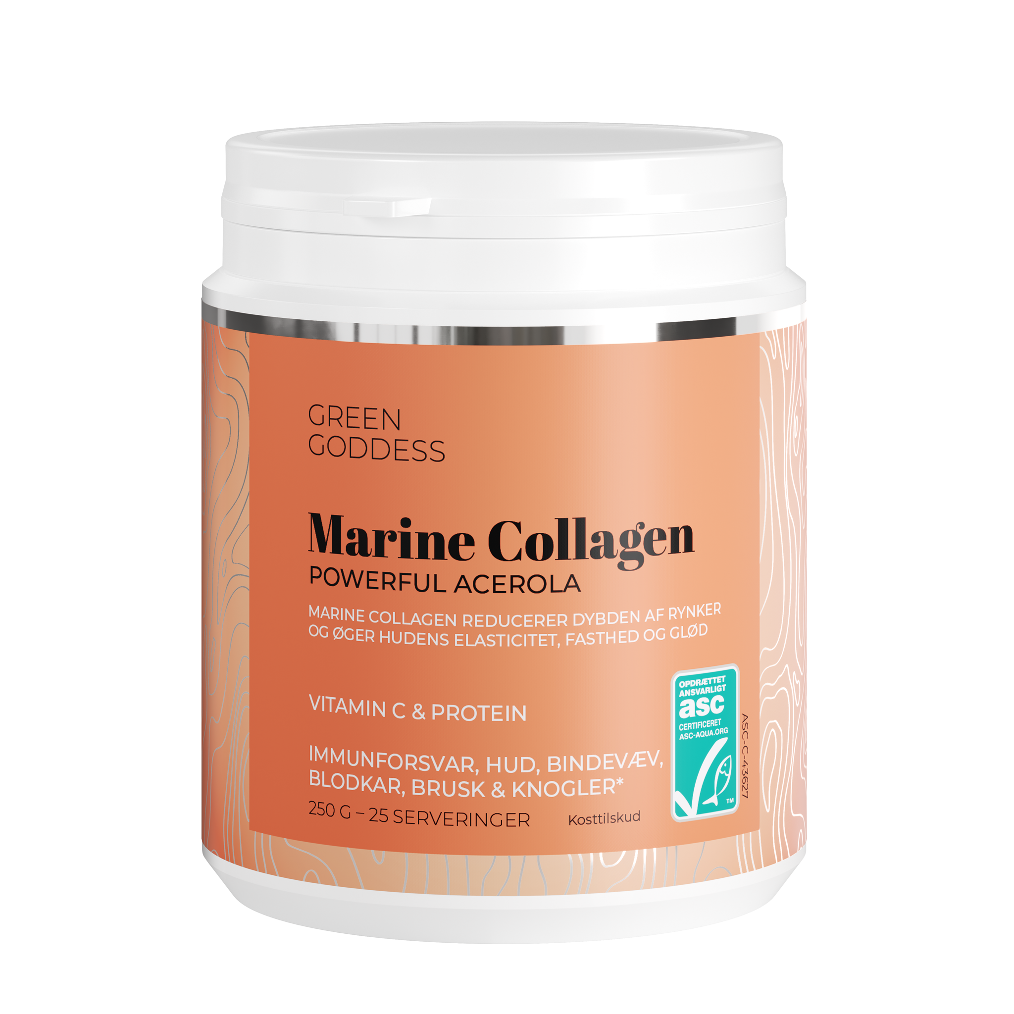 Marine Collagen Pulver – Powerful Acerola (250 g). C-vitamin bidrager til immunsystemets normale funktion og reducerer træthed
