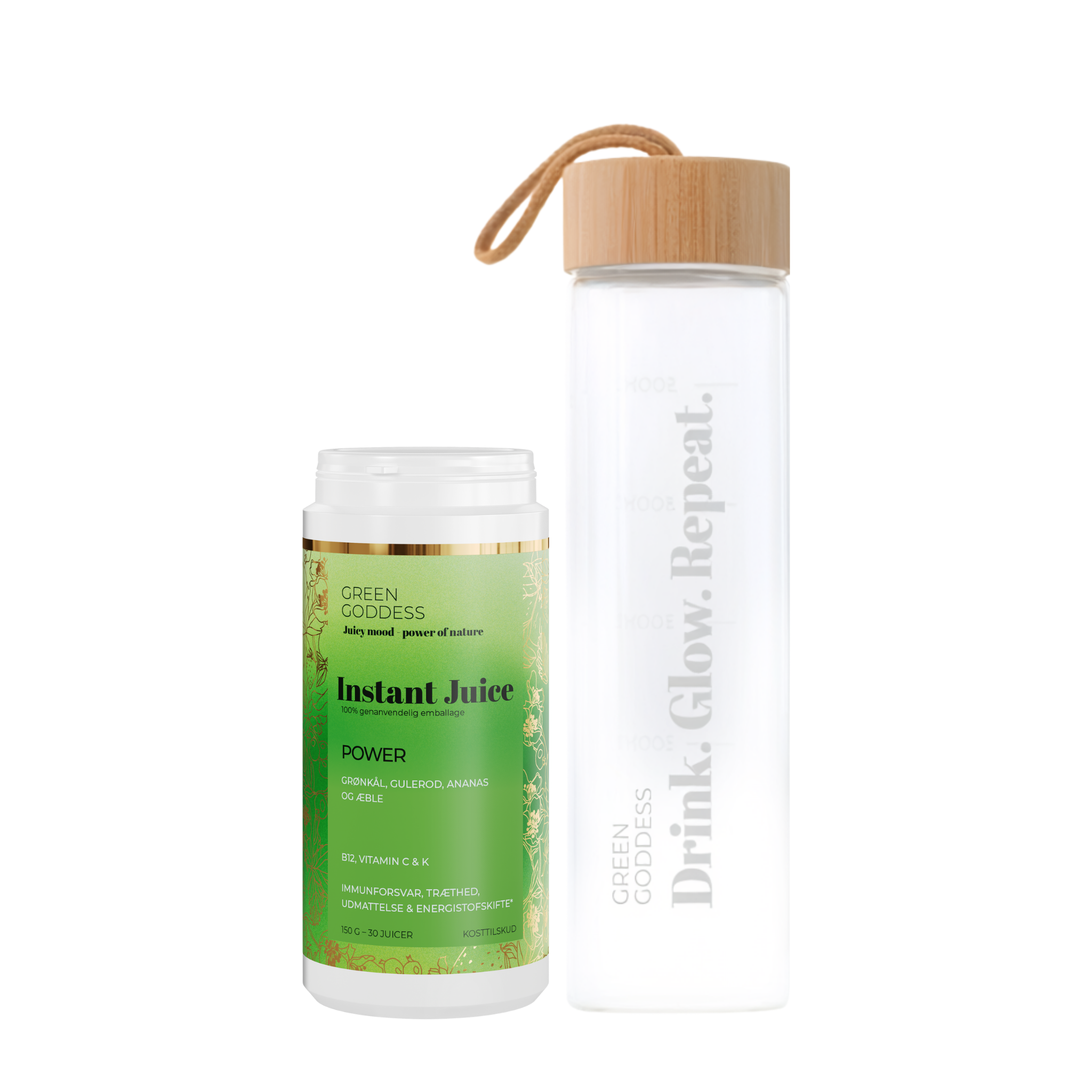 Power Instant Juice + glasflaske