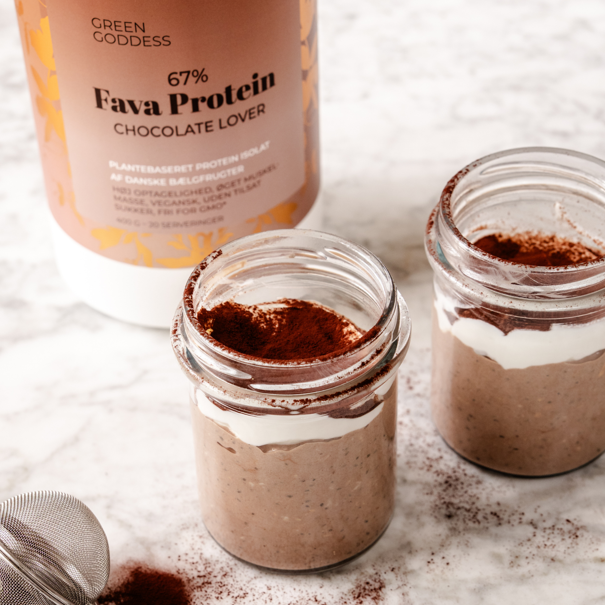 Proteinrig tiramisu med kaffe og proteinpulver