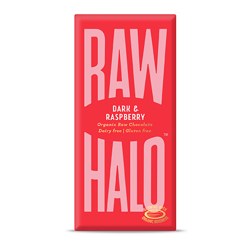 Raw Halo Chokolade, Dark + Raspberry, Øko, Raw, 70 gr.